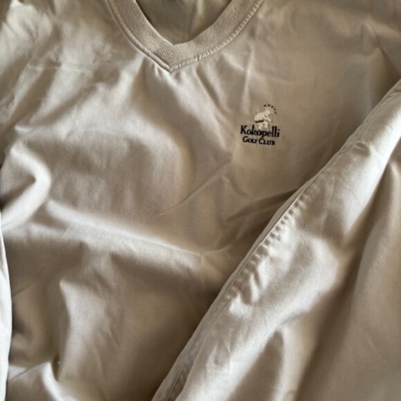 Vintage AM Player Kokopelli Golf Windbreaker Mens Large Beige Tan Pullover - Picture 3 of 9